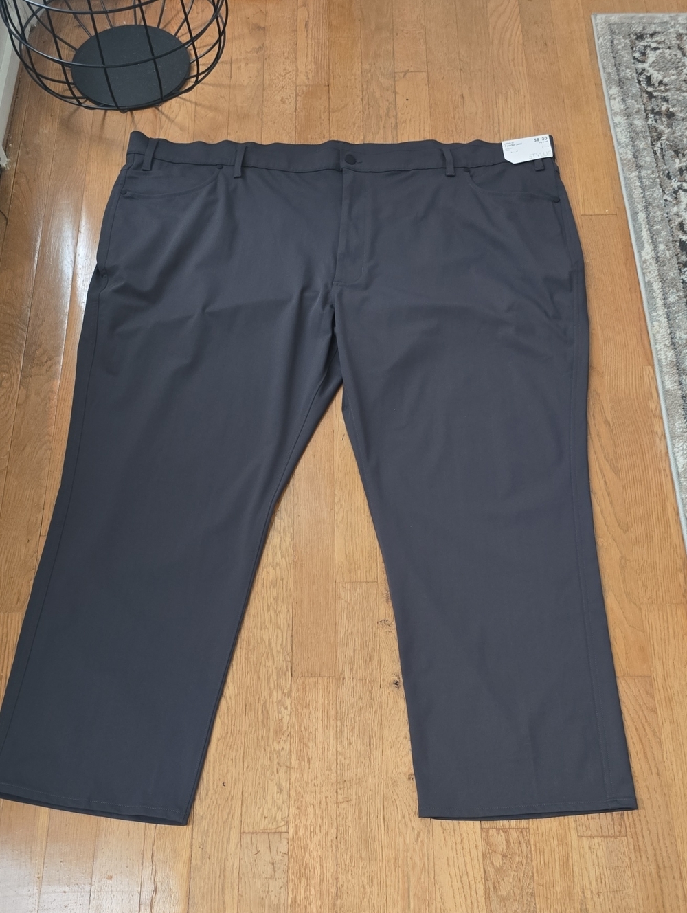 STYLUS BRAND MENS BIG & TALL GRAY ATHLETIC FIT 5 POCKET STRETCH PANTS 58x30